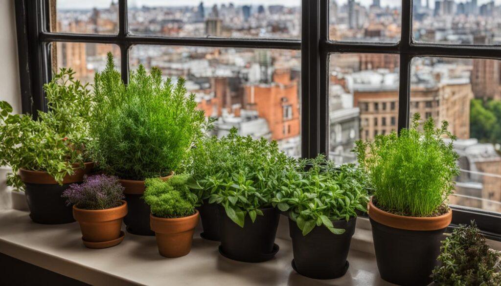 Indoor herb garden setup