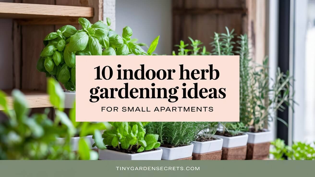 A calming and inspiring Pinterest pin featuring a lush indoor herb garden scene