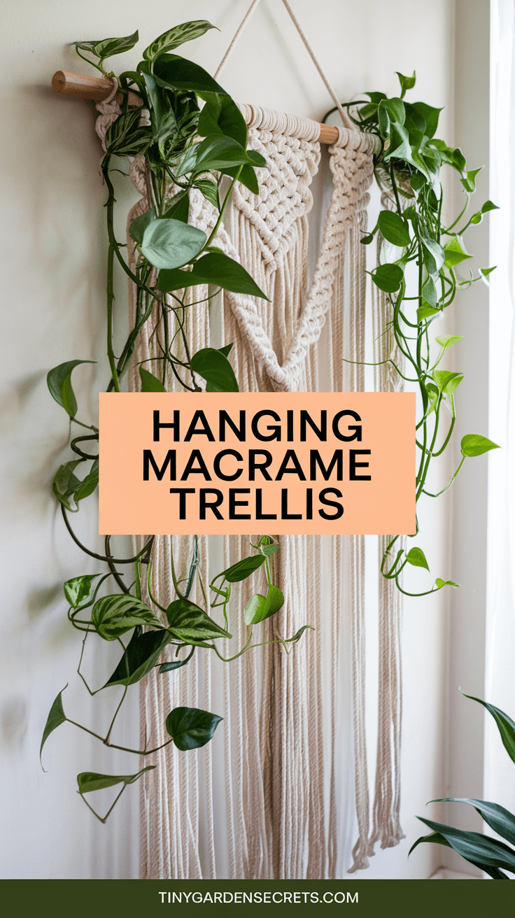 Small Space, Big Green Dreams: 8 Stunning Vertical Mini Garden Ideas to Transform Your Tiny Nook hanging macrame trellis