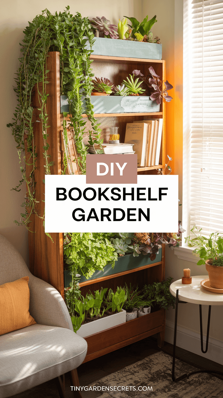 Small Space, Big Green Dreams: 8 Stunning Vertical Mini Garden Ideas to Transform Your Tiny Nook diy bookshelf garden