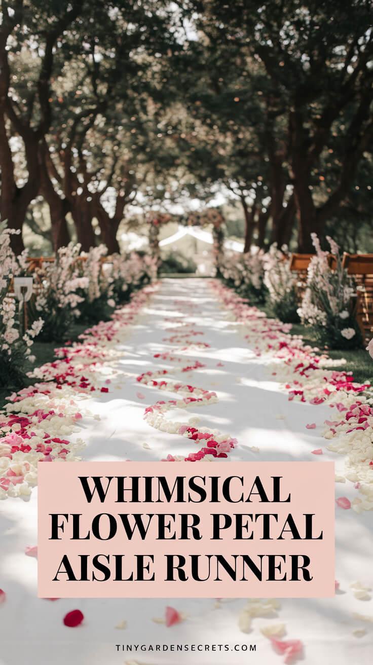 7 Mini Garden Wedding Decorations: Beautiful and Budget-Friendly Ideas whimsical flower petal aisle runner